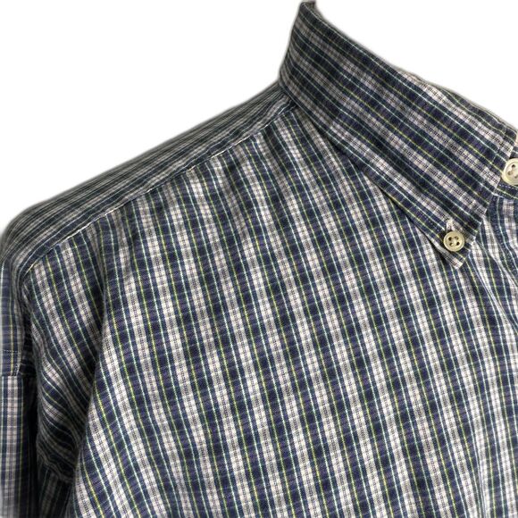 Ralph Lauren Vintage 100% Blake Cotton Long Sl. Button Down XL, Blue Plaid Pony - Picture 4 of 8